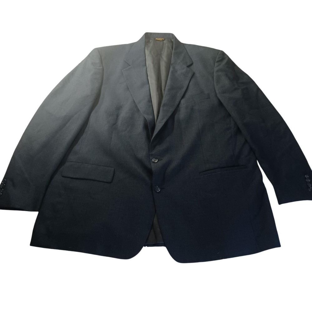 Palm Beach Plaid Sport Coat 48R Navy 2 Button‎ USA Union Made Quiet Luxury